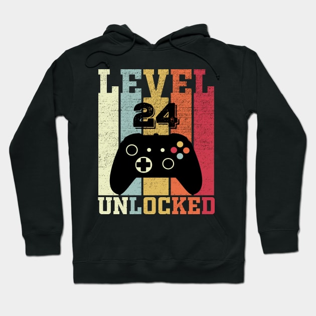 Level 24 Unlocked Funny Video Gamer 26th Birthday Gift Hoodie by DragonTees